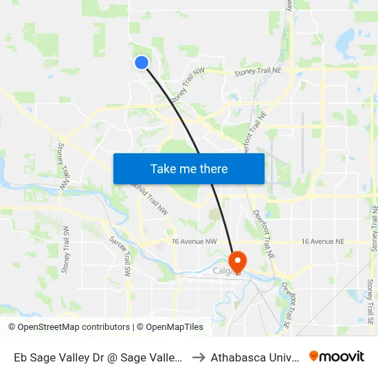 Eb Sage Valley Dr @ Sage Valley Gr NW to Athabasca University map