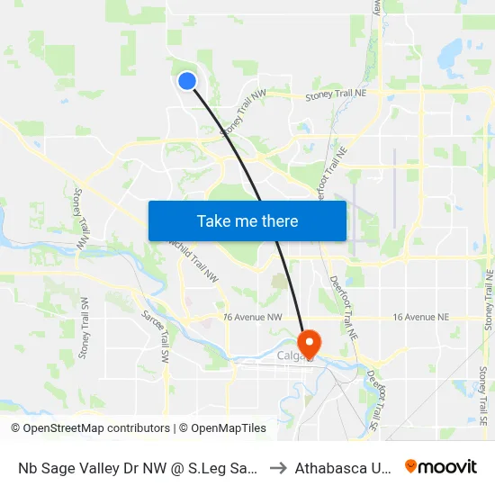 Nb Sage Valley Dr NW @ S.Leg Sage Valley Pa NW to Athabasca University map