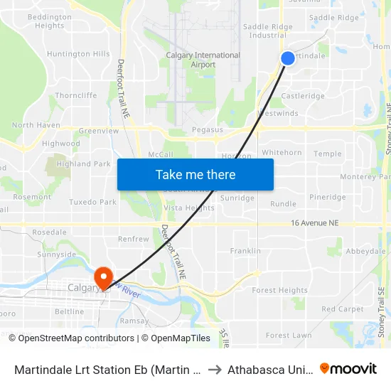 Martindale Lrt Station Eb (Martin Crossing Dr) to Athabasca University map
