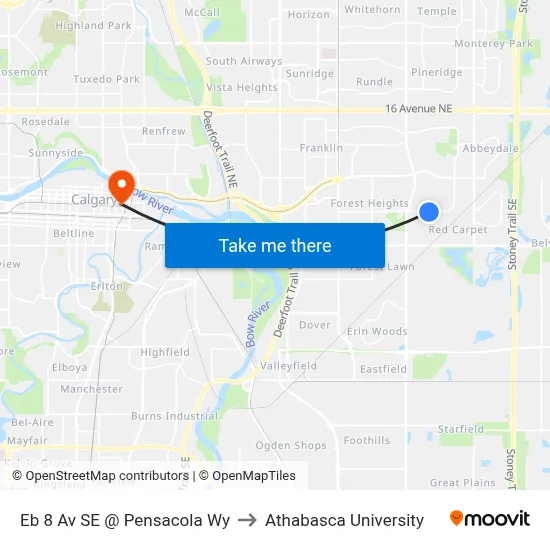 Eb 8 Av SE @ Pensacola Wy to Athabasca University map