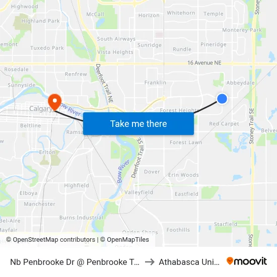 Nb Penbrooke Dr @ Penbrooke Terminal SE to Athabasca University map