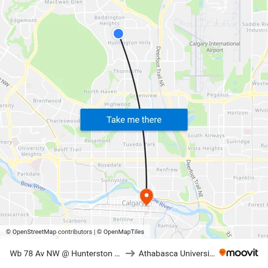 Wb 78 Av NW @ Hunterston Cr to Athabasca University map