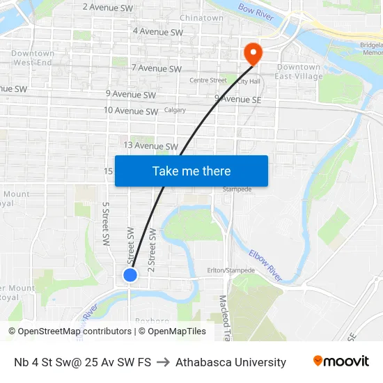 Nb 4 St Sw@ 25 Av SW FS to Athabasca University map