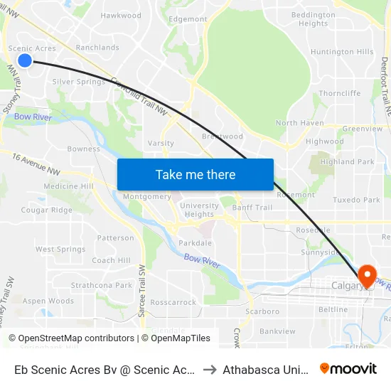 Eb Scenic Acres Bv @ Scenic Acres Dr NW to Athabasca University map