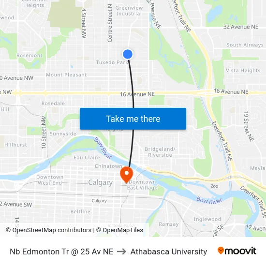 Nb Edmonton Tr @ 25 Av NE to Athabasca University map