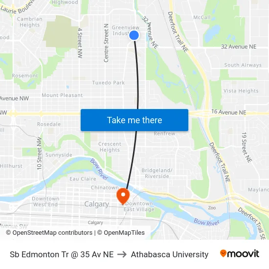 Sb Edmonton Tr @ 35 Av NE to Athabasca University map