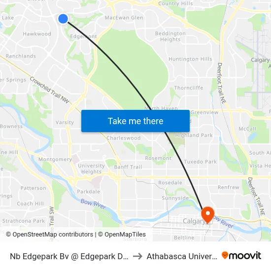 Nb Edgepark Bv @ Edgepark Dr NW to Athabasca University map