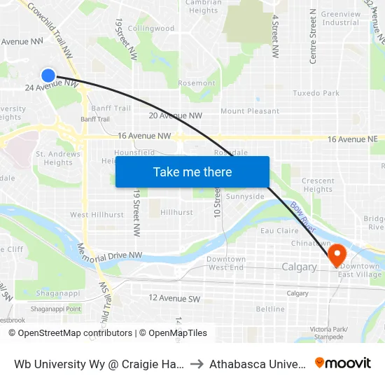 Wb University Wy @ Craigie Hall NW to Athabasca University map