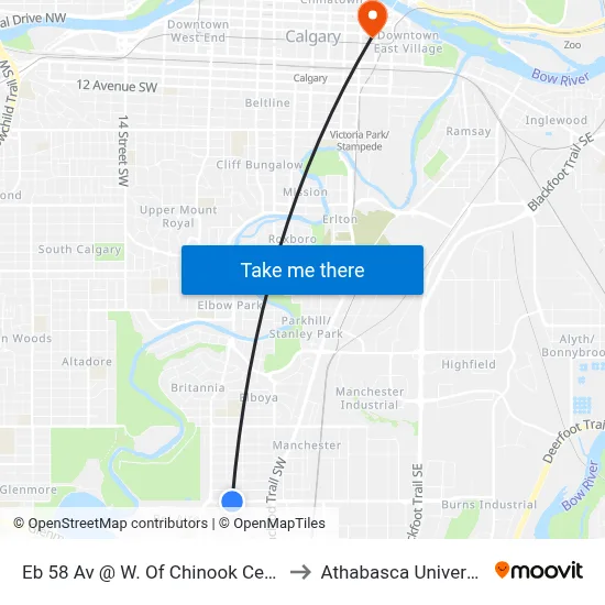 Eb 58 Av @ W. Of Chinook Centre to Athabasca University map