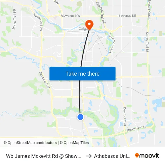 Wb James Mckevitt Rd @ Shawnee Ga SW to Athabasca University map