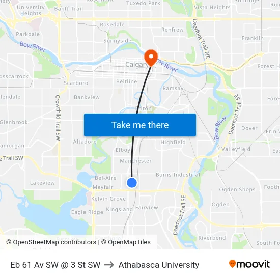 Eb 61 Av SW @ 3 St SW to Athabasca University map