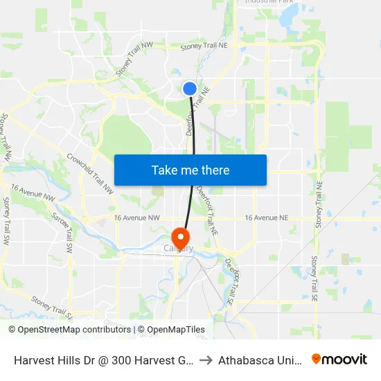 Harvest Hills Dr @ 300 Harvest Grove Pl NE to Athabasca University map