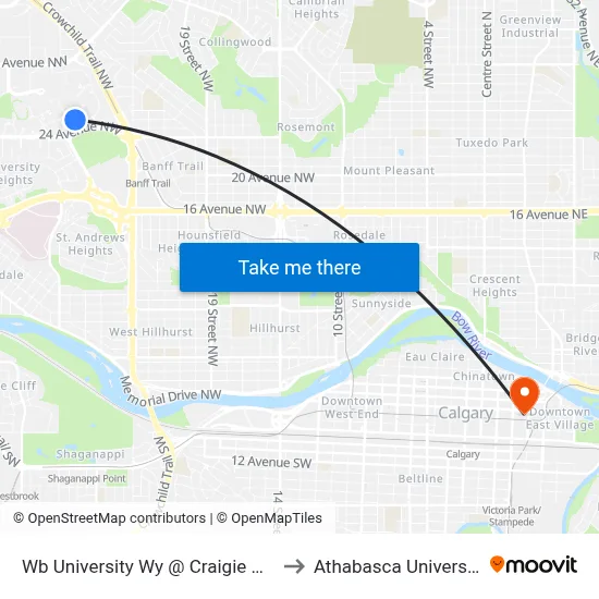 Wb University Wy @ Craigie Hall to Athabasca University map