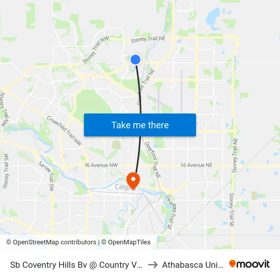 Sb Coventry Hills Bv @ Country Village Ld NE to Athabasca University map