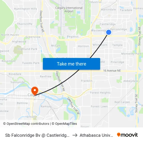 Sb Falconridge Bv @ Castleridge Bv NE to Athabasca University map