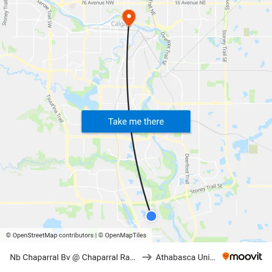 Nb Chaparral Bv @ Chaparral Ravine Wy SE to Athabasca University map