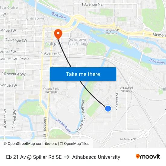 Eb 21 Av @ Spiller Rd SE to Athabasca University map