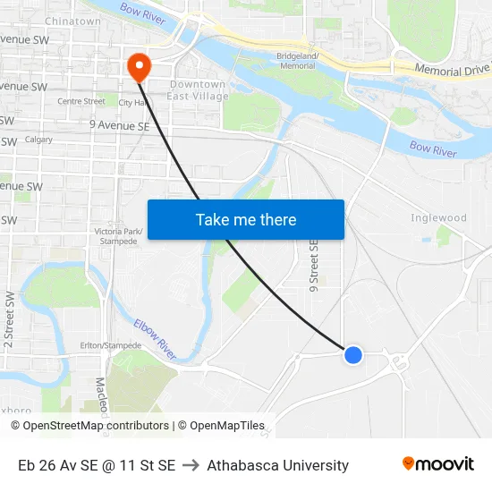 Eb 26 Av SE @ 11 St SE to Athabasca University map