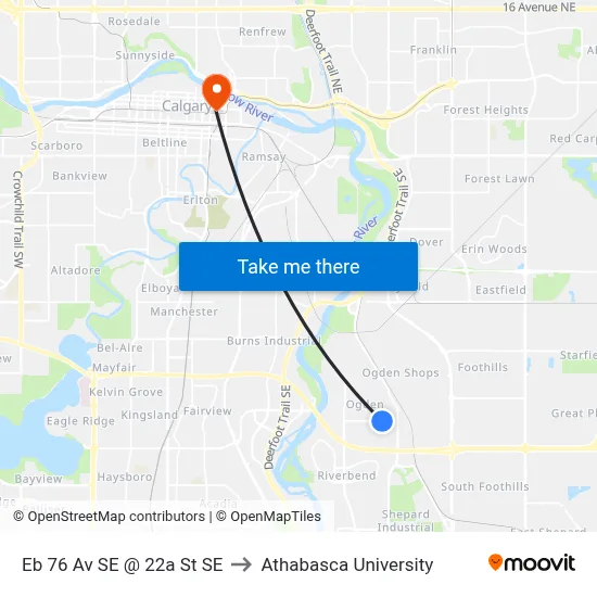 Eb 76 Av SE @ 22a St SE to Athabasca University map