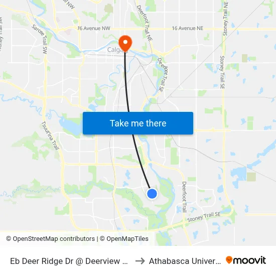 Eb Deer Ridge Dr @ Deerview Dr SE to Athabasca University map