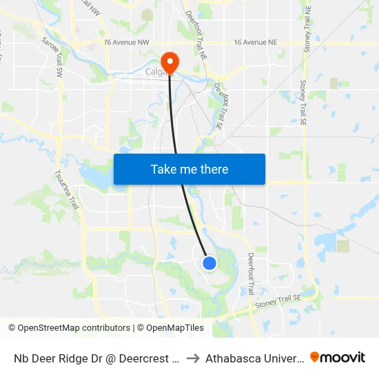 Nb Deer Ridge Dr @ Deercrest Cl SE to Athabasca University map