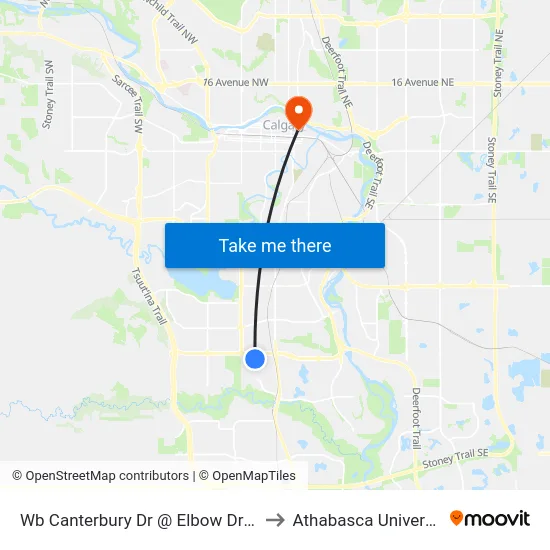 Wb Canterbury Dr @ Elbow Dr SW to Athabasca University map