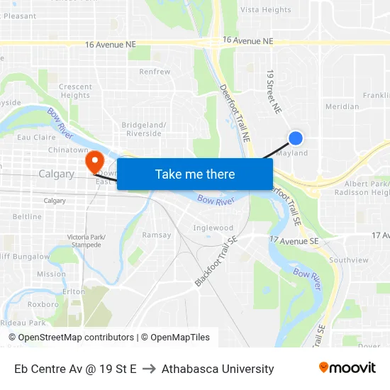 Eb Centre Av @ 19 St E to Athabasca University map