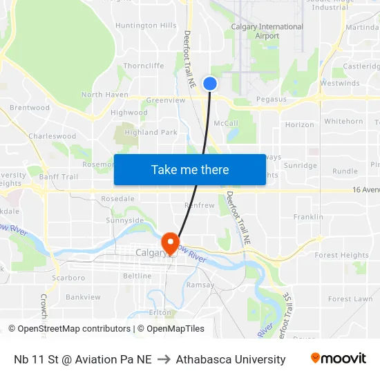 Nb 11 St @ Aviation Pa NE to Athabasca University map