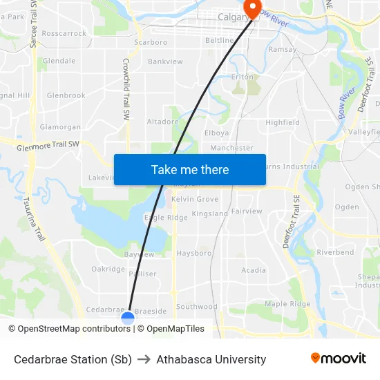 Cedarbrae Station (Sb) to Athabasca University map
