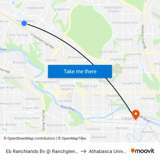 Eb Ranchlands Bv @  Ranchglen Dr NW to Athabasca University map