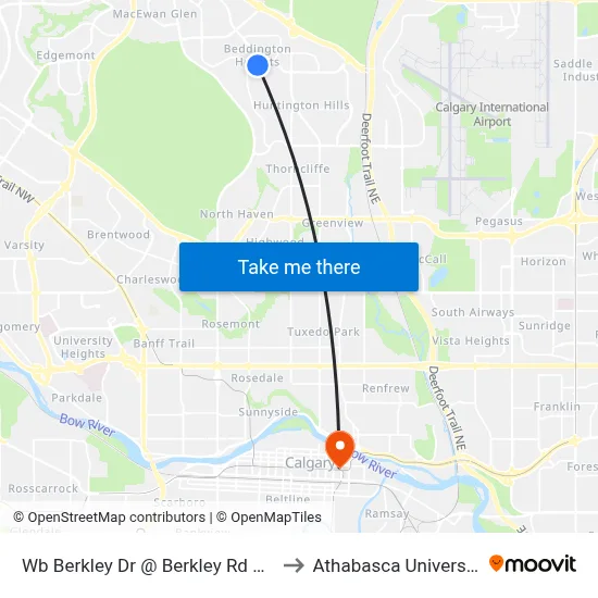 Wb Berkley Dr @ Berkley Rd NW to Athabasca University map