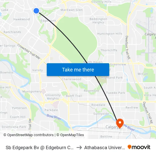 Sb Edgepark Bv @ Edgeburn Cr NW to Athabasca University map