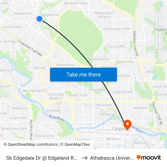 Sb Edgedale Dr @ Edgeland Rd NW to Athabasca University map