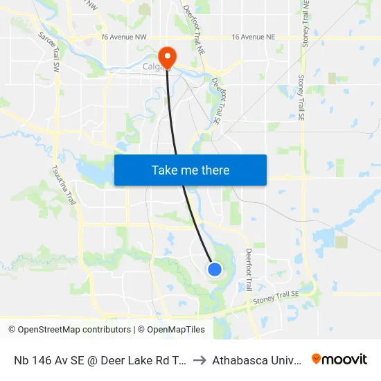 Nb 146 Av SE @ Deer Lake Rd Terminal to Athabasca University map
