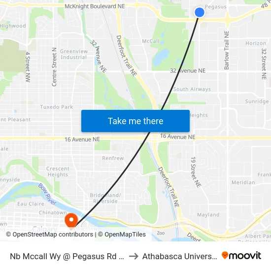 Nb Mccall Wy @ Pegasus Rd NE to Athabasca University map