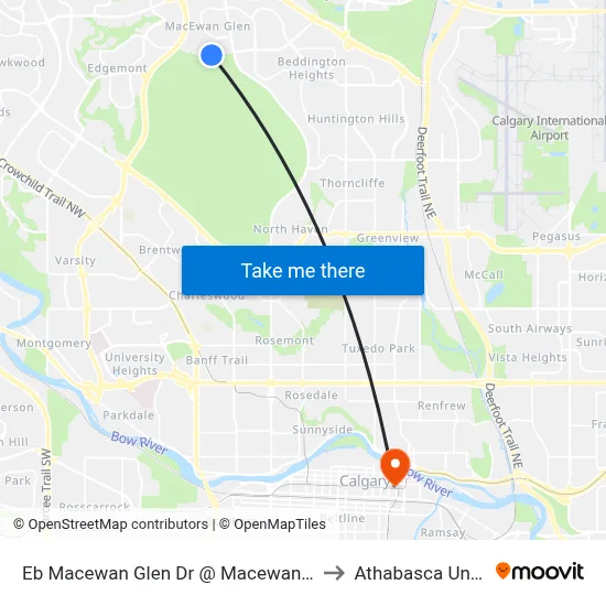 Eb Macewan Glen Dr @ Macewan Park Vw NW to Athabasca University map