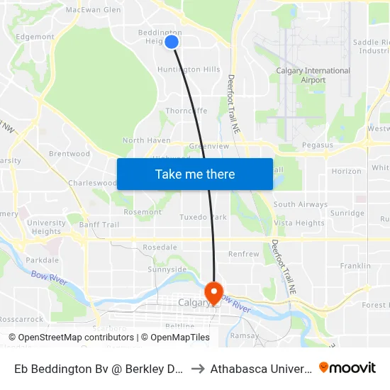 Eb Beddington Bv @ Berkley Dr NW to Athabasca University map