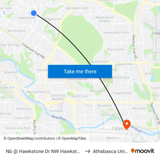 Nb @ Hawkstone Dr NW Hawkstone Terminal to Athabasca University map
