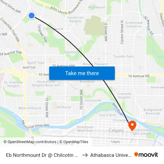 Eb Northmount Dr @ Chilcotin Rd NW to Athabasca University map