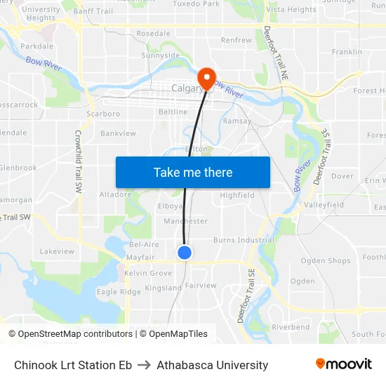 Chinook Lrt Station Eb to Athabasca University map