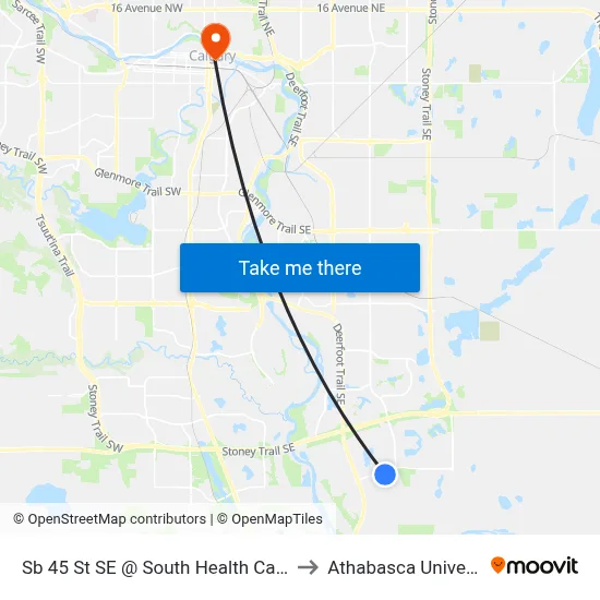 Sb 45 St SE @ South Health Campus to Athabasca University map