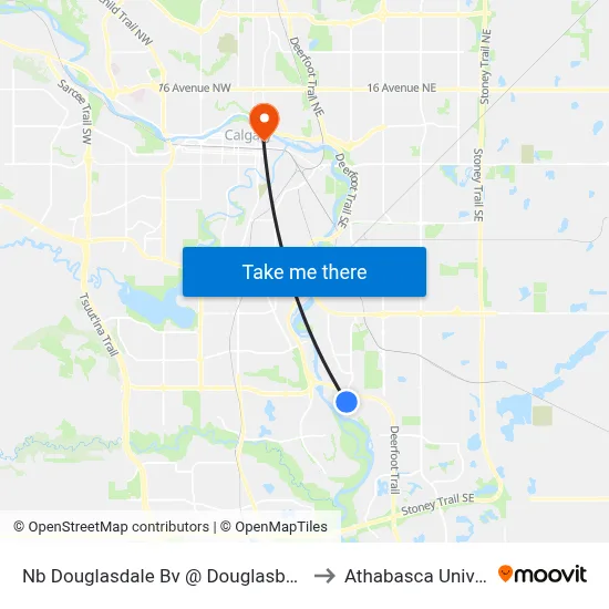 Nb Douglasdale Bv @ Douglasbank Dr SE to Athabasca University map