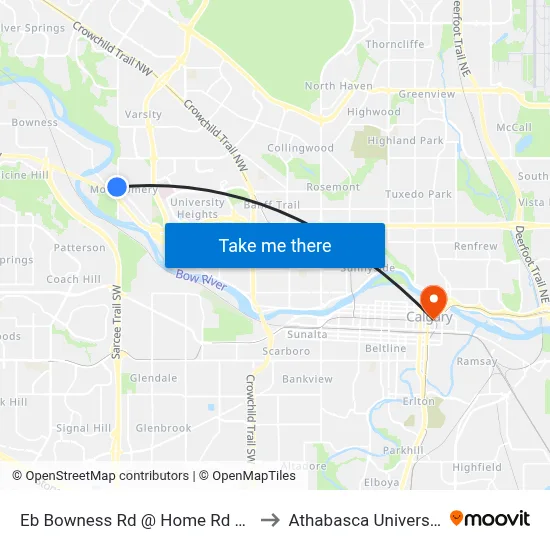 Eb Bowness Rd @ Home Rd NW to Athabasca University map