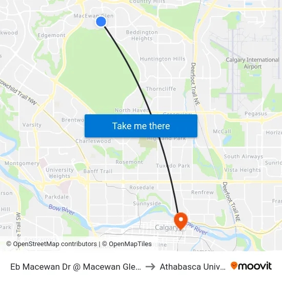 Eb Macewan Dr @ Macewan Glen Wy NW to Athabasca University map