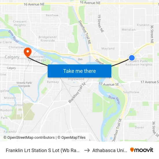 Franklin Lrt Station S Lot (Wb Radcliffe Dr Se) to Athabasca University map
