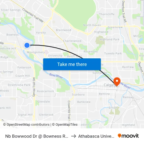 Nb Bowwood Dr @ Bowness Rd NW to Athabasca University map