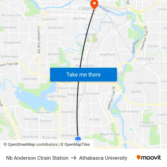 Nb Anderson Ctrain Station to Athabasca University map