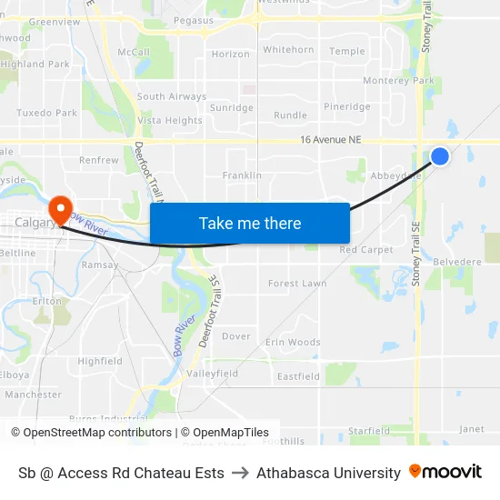 Sb @ Access Rd Chateau Ests to Athabasca University map