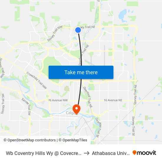 Wb Coventry Hills Wy @ Covecreek Ga NE to Athabasca University map