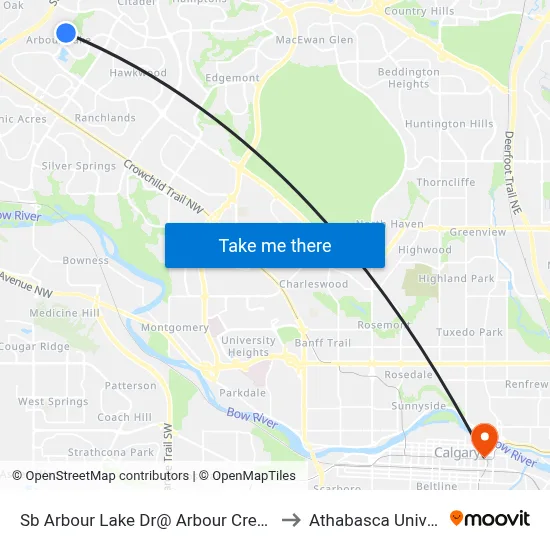 Sb Arbour Lake Dr@ Arbour Crest Dr NW to Athabasca University map